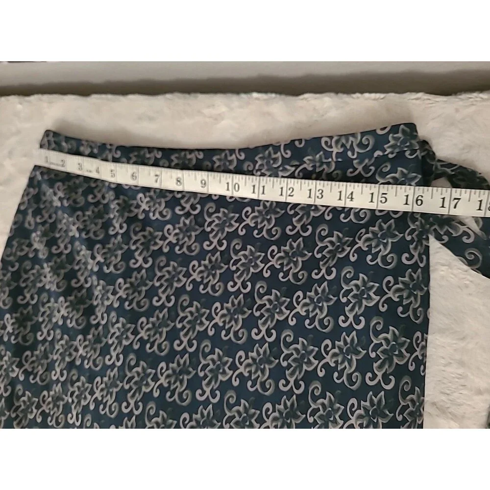 Sundance Silk Boho Wrap Skirt Womens Size 10 Blue Tan Floral Tie Waist Lagenlook